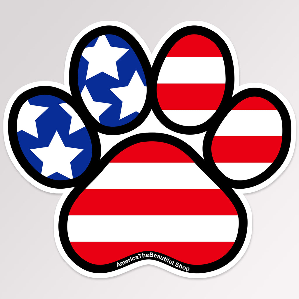 Pawsitively American Dog Paw Print American Flag Magnet